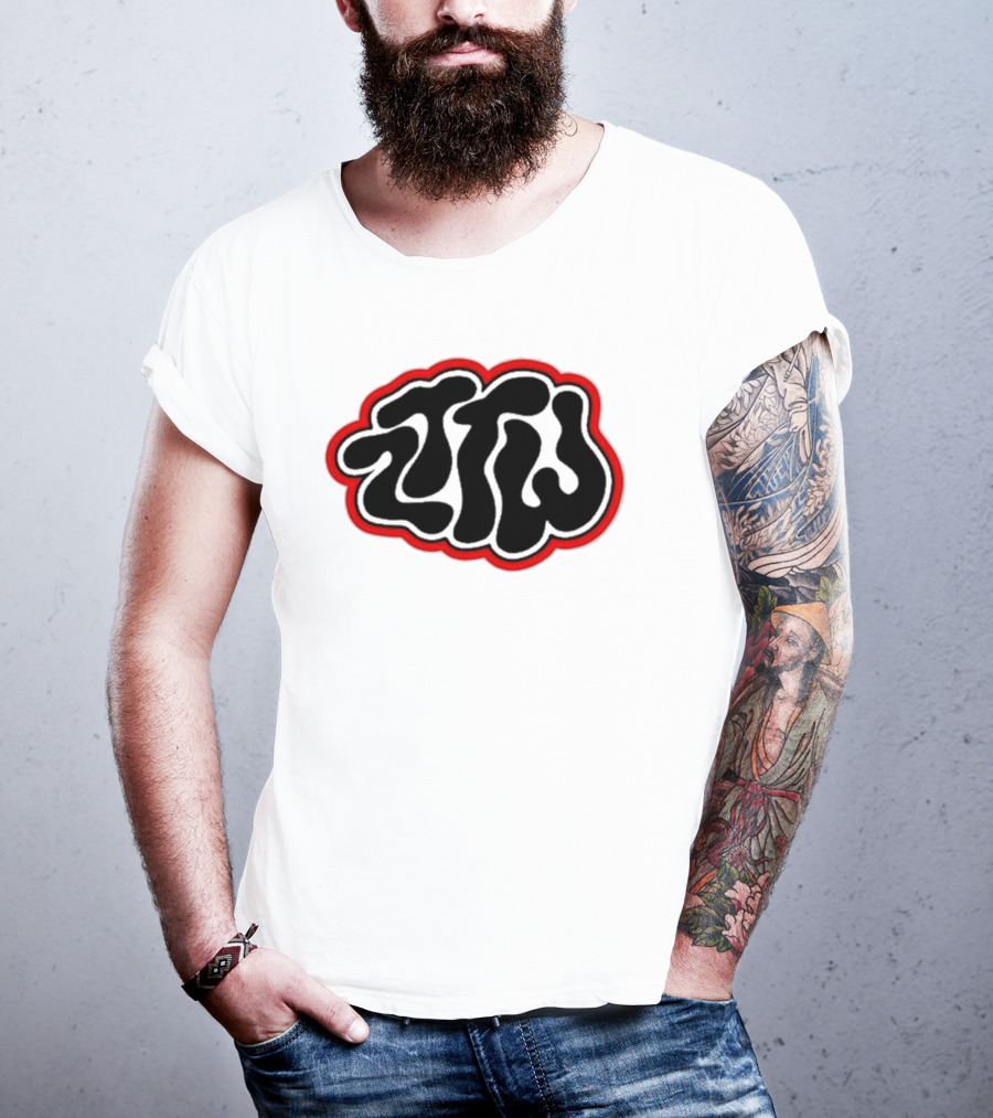 Zttw Green Logo Psychedelic Style Outline T-Shirt