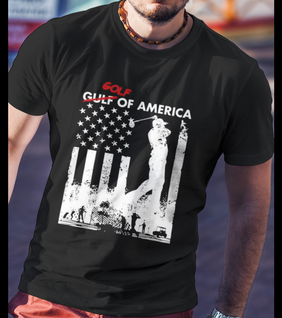Alastor Store Golf Golf Gulf America Flag Golfer Silhouette Stars Stripes T-Shirt