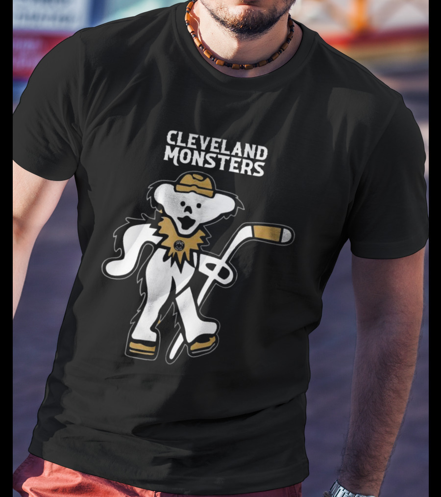 Cleveland Monsters 2025 Grateful Dead Bear Hockey Night T-Shirt