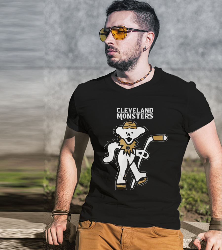 Cleveland Monsters 2025 Grateful Dead Bear Hockey Night T-Shirt