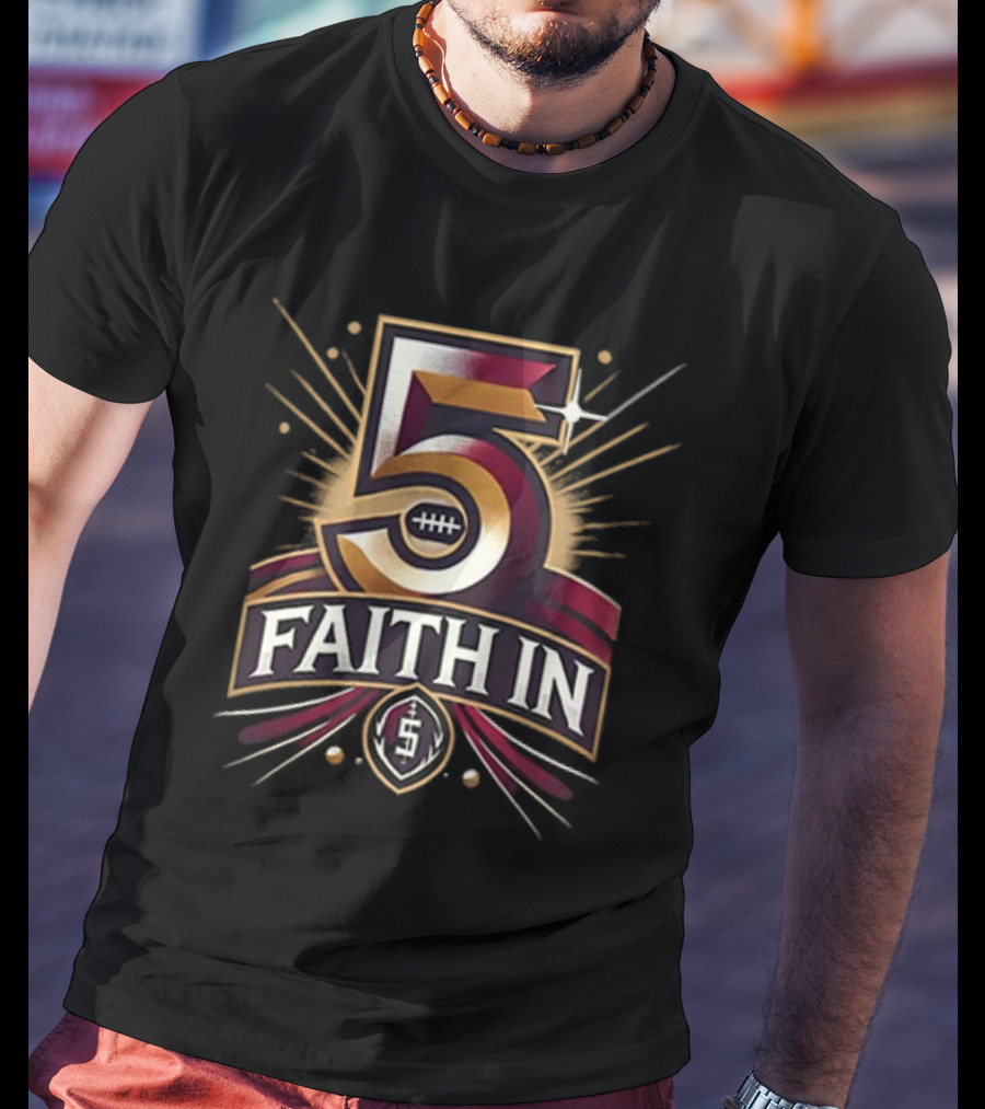Faith In 5 Washington Commanders Jayden Daniels Football Star Power T-Shirt