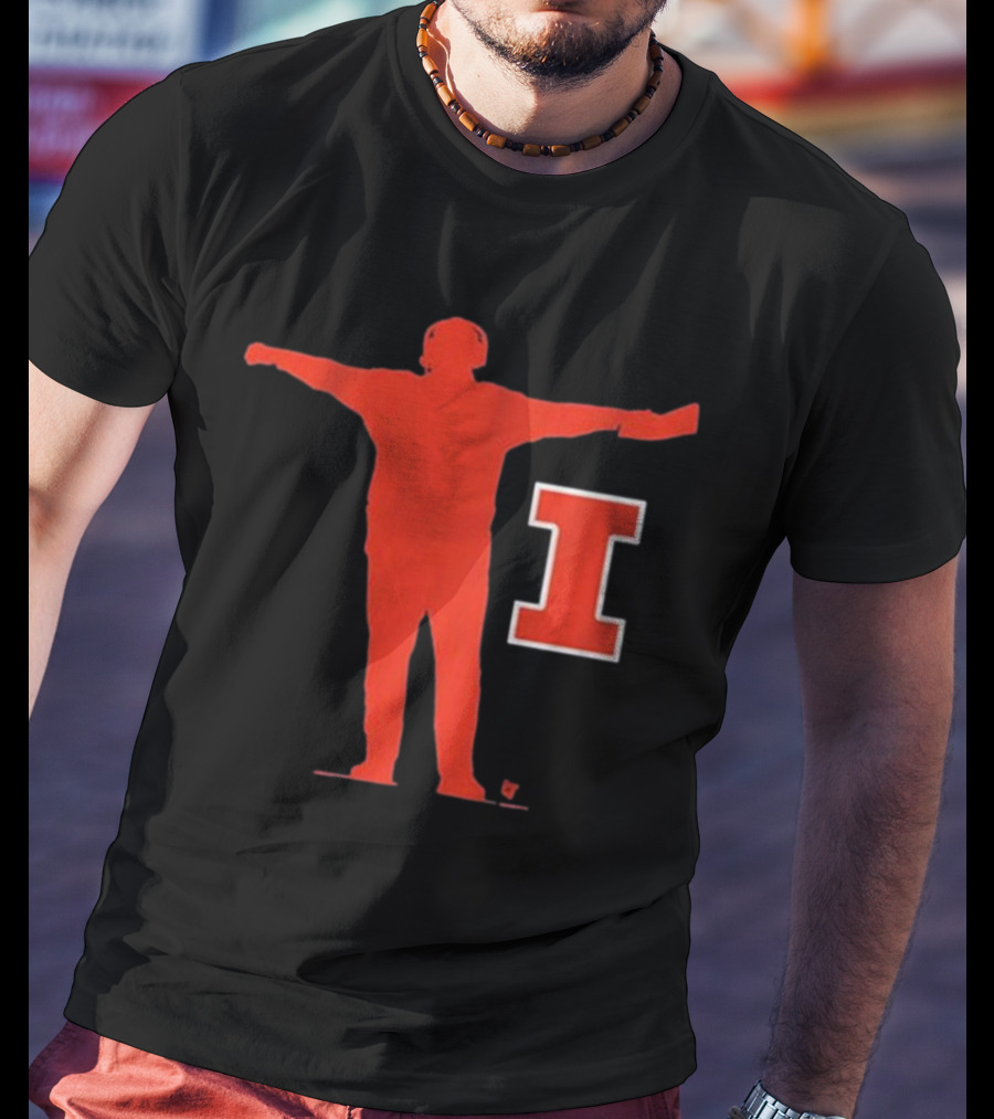 Illinois Football Coach Silhouette With Block I T-Shirt