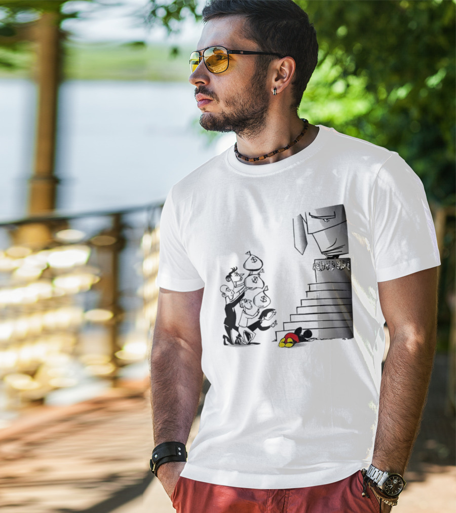 Newspaper Cartoon Economic Commentary Symbolic Imagery Money Hierarchy T-Shirt