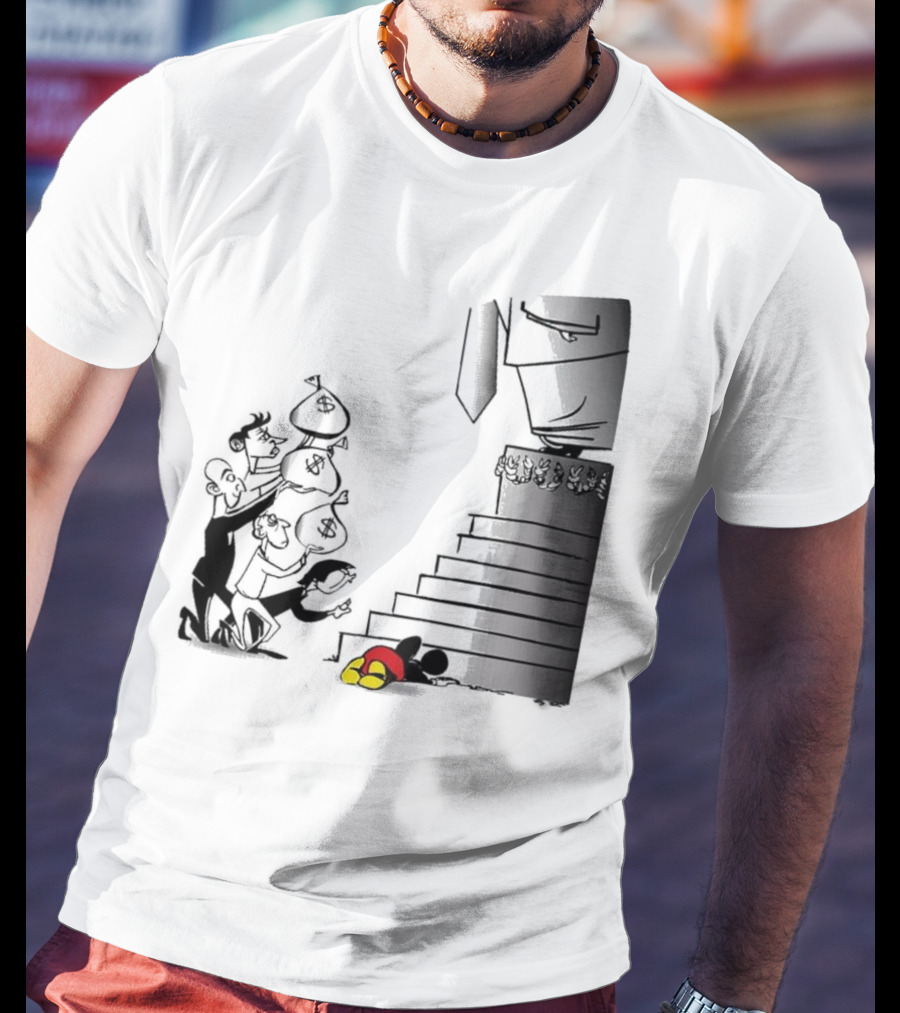 Newspaper Cartoon Economic Commentary Symbolic Imagery Money Hierarchy T-Shirt