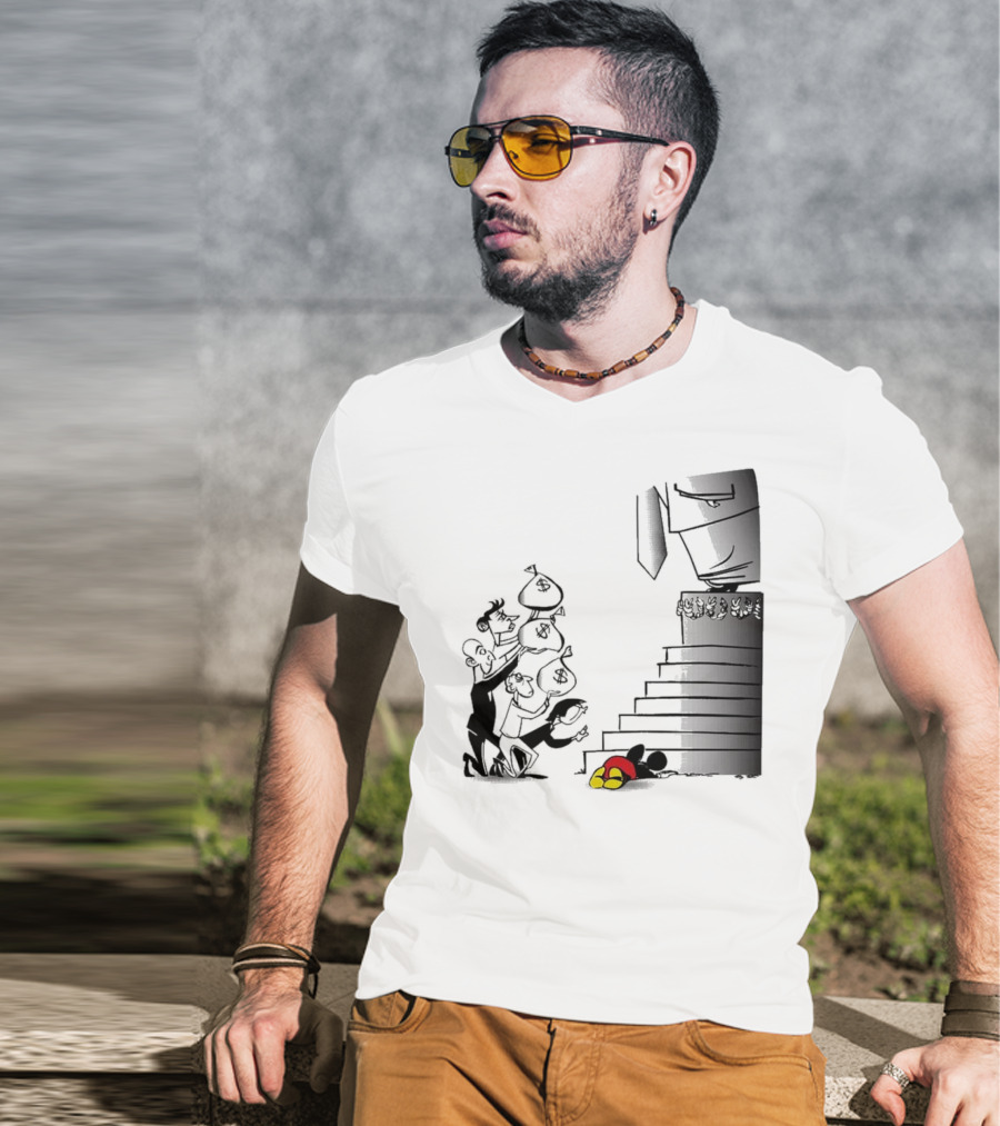 Newspaper Cartoon Economic Commentary Symbolic Imagery Money Hierarchy T-Shirt
