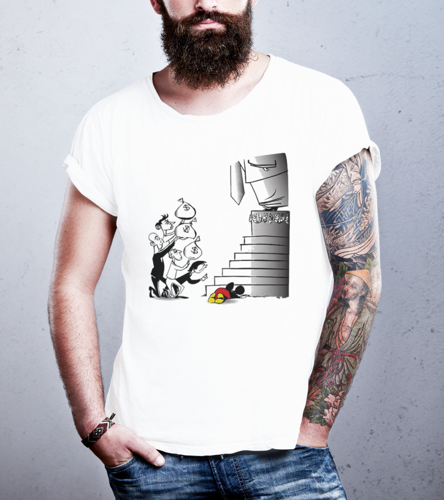 Newspaper Cartoon Economic Commentary Symbolic Imagery Money Hierarchy T-Shirt