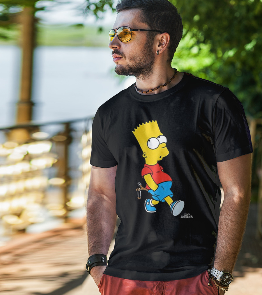 0th Century The Simpsons Bart Simpson With Slingshot Drawing T-Shirt