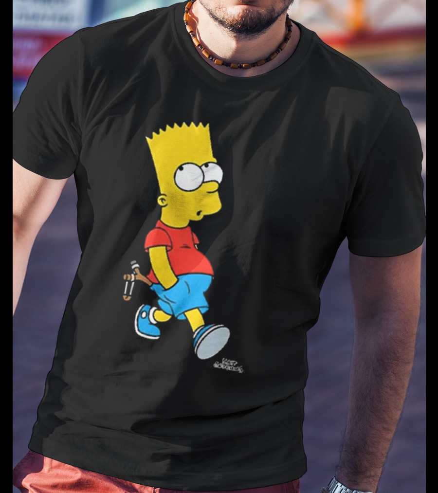 0th Century The Simpsons Bart Simpson With Slingshot Drawing T-Shirt