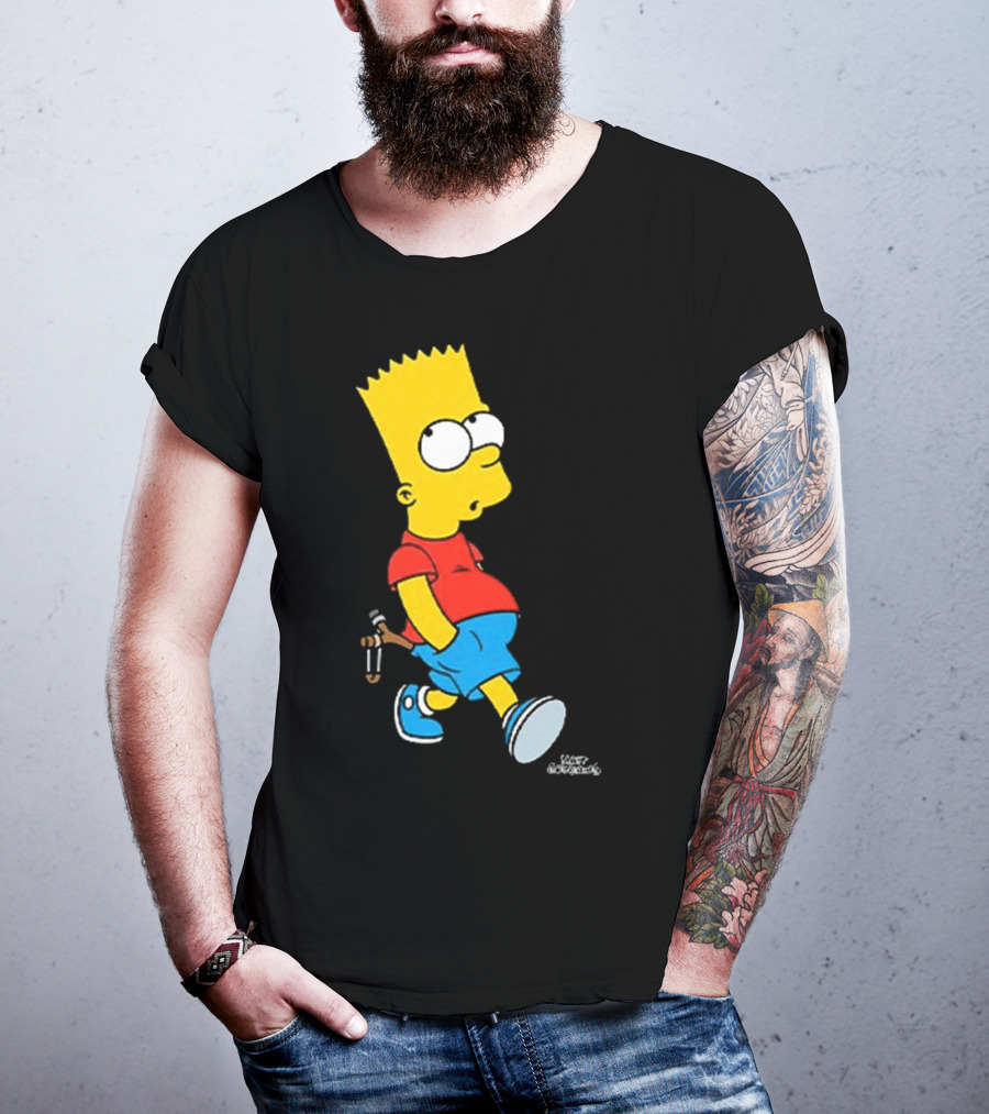 0th Century The Simpsons Bart Simpson With Slingshot Drawing T-Shirt