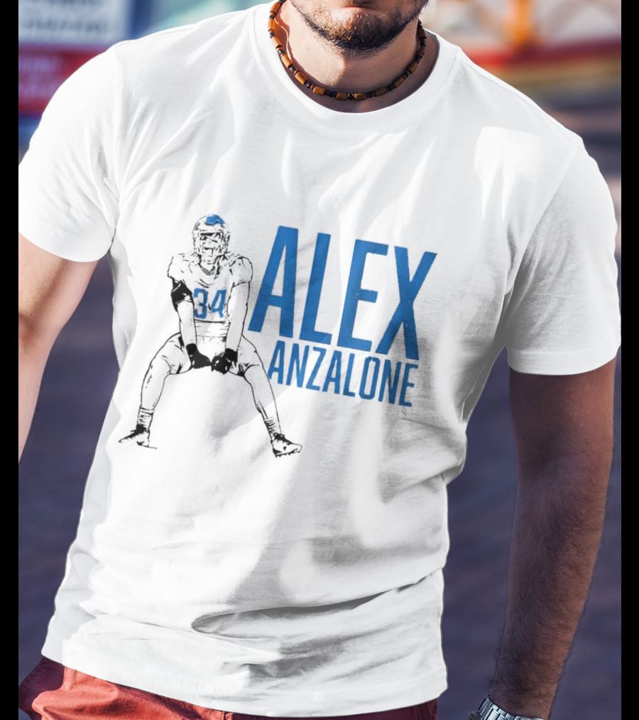Alex Anzalone 34 Football Grit Pose T-Shirt