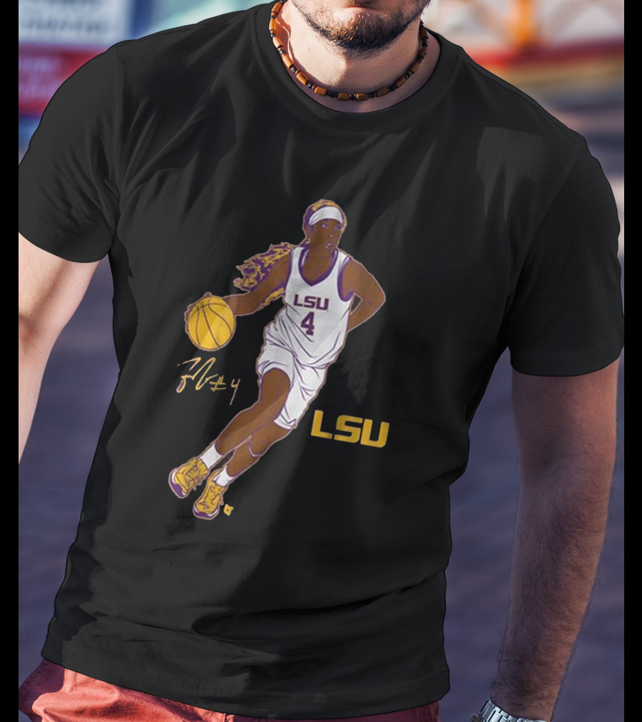 LSU Basketball Flau’jae Johnson Number 4 Superstar Pose T-Shirt