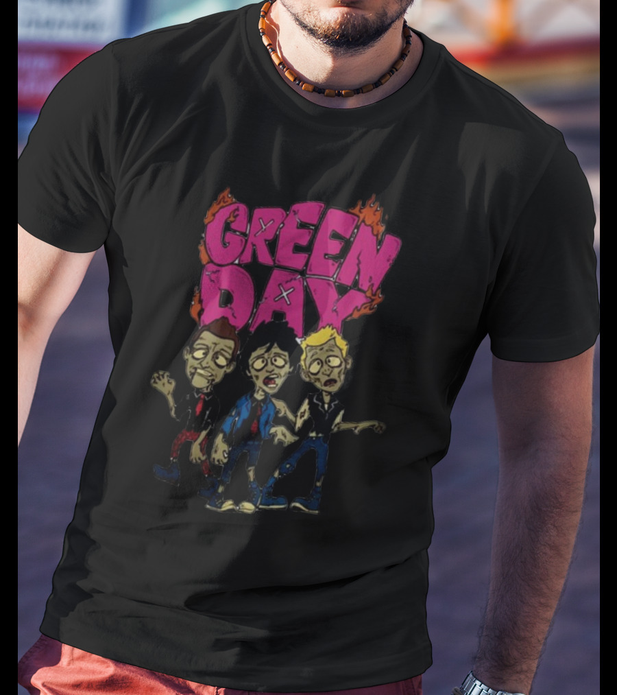 Green Day Cartoon Band Members The Saviors Tour T-Shirt