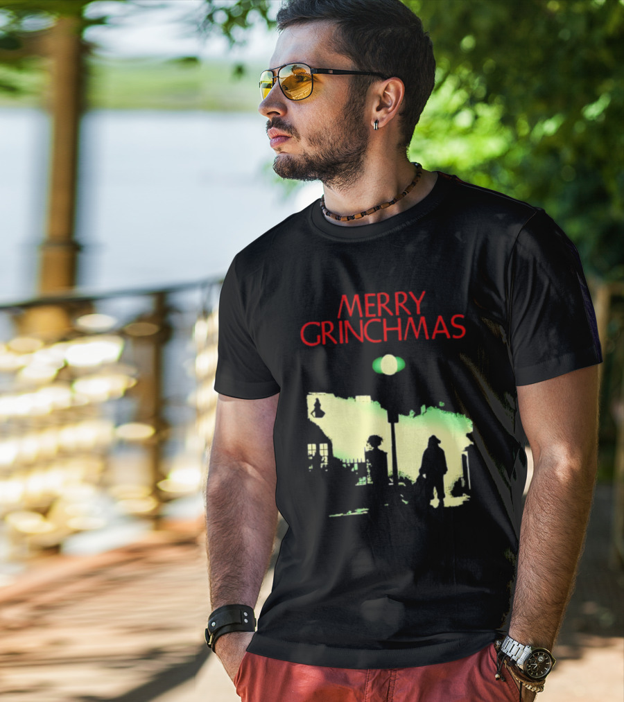 Merry Grinchmas Grinch X The Exorcist Silhouette Scene T-Shirt