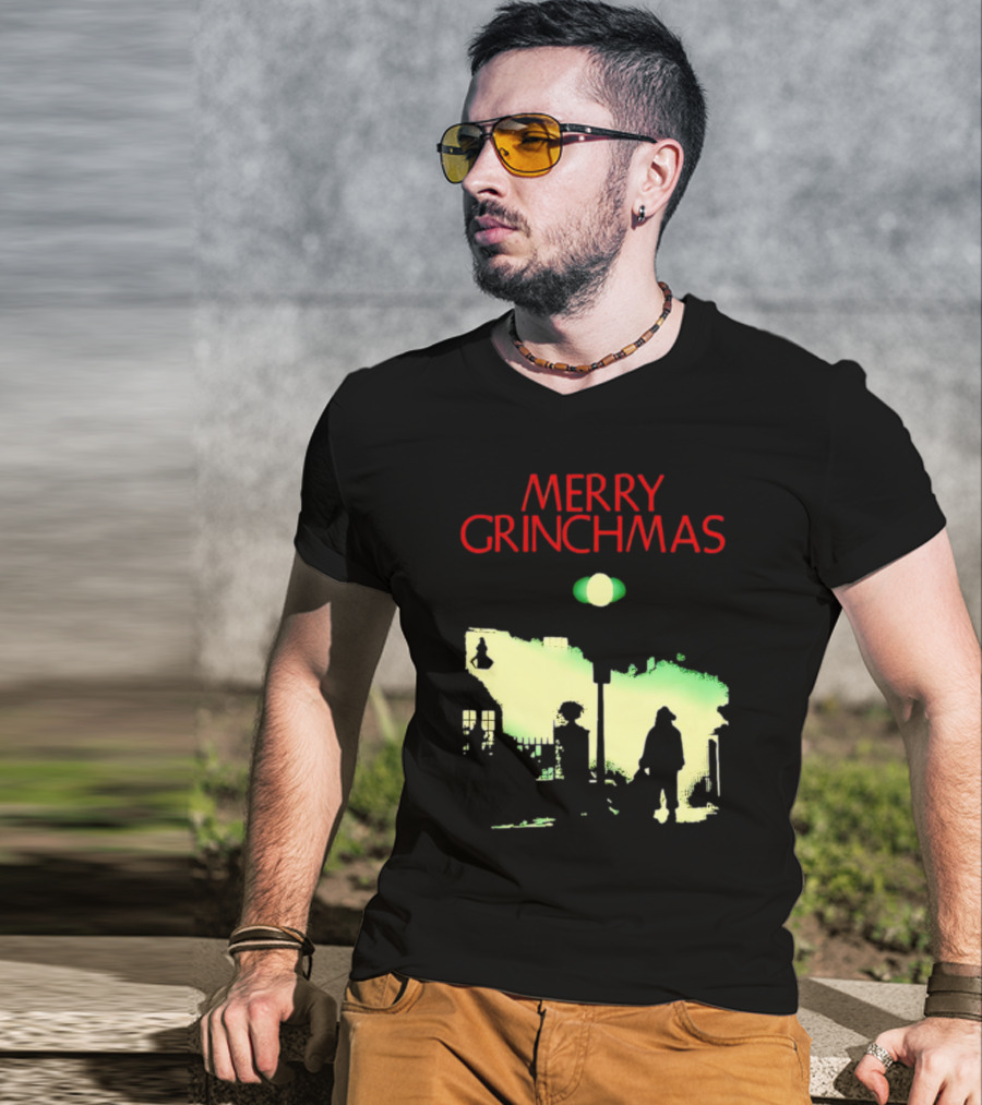 Merry Grinchmas Grinch X The Exorcist Silhouette Scene T-Shirt