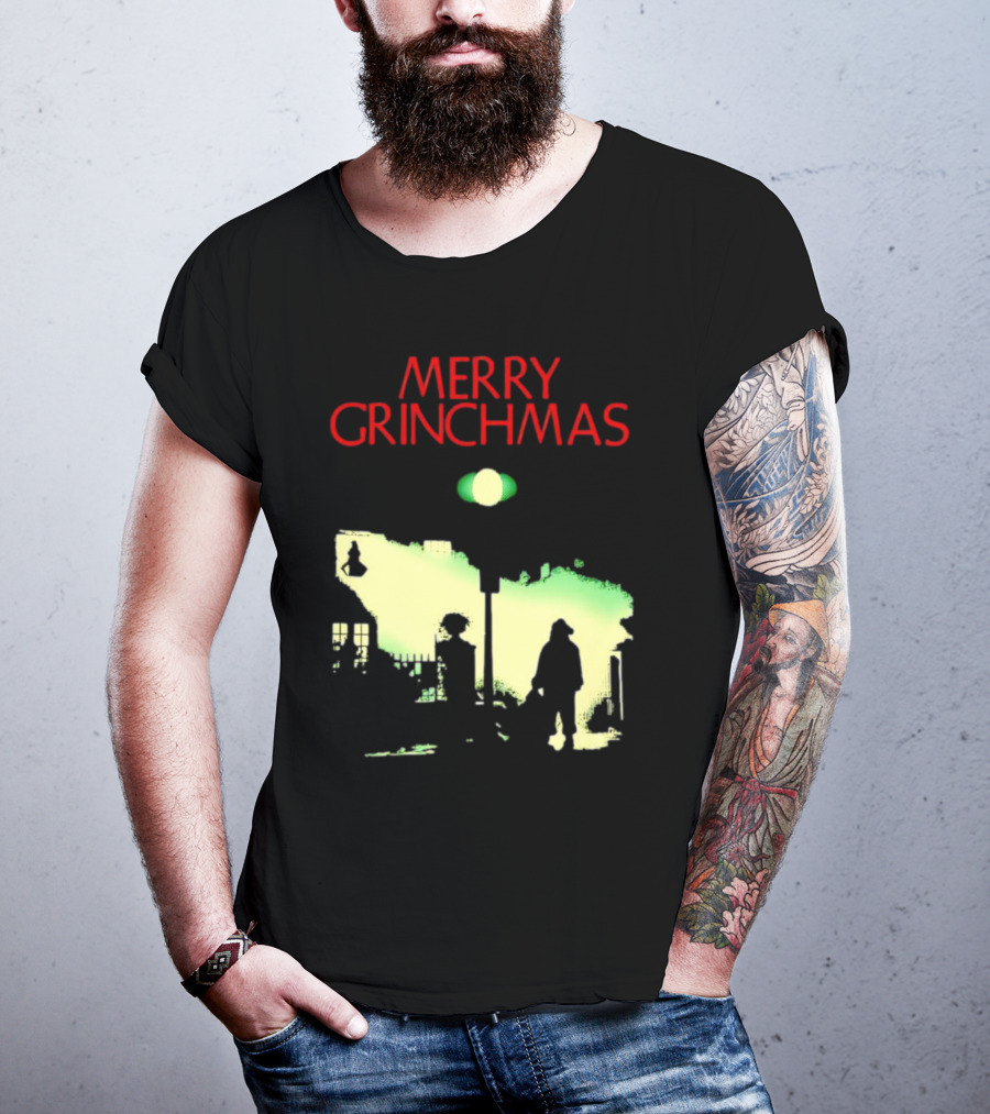 Merry Grinchmas Grinch X The Exorcist Silhouette Scene T-Shirt