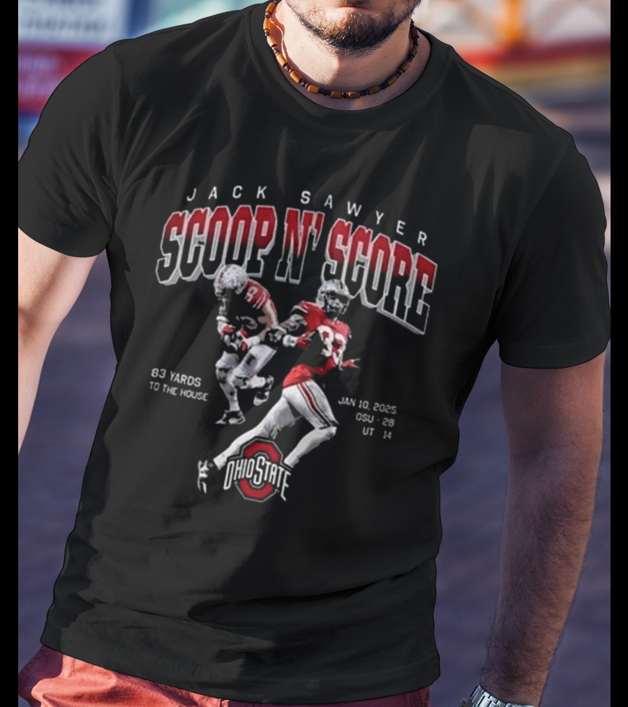 Jack Sawyer Scoop N' Score 83 Yards Ohio State Buckeyes January 10 2025 T-Shirt