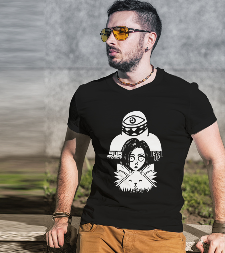 Subtronics Level Up Ellie Art Featuring Eye And Cat Motif T-Shirt