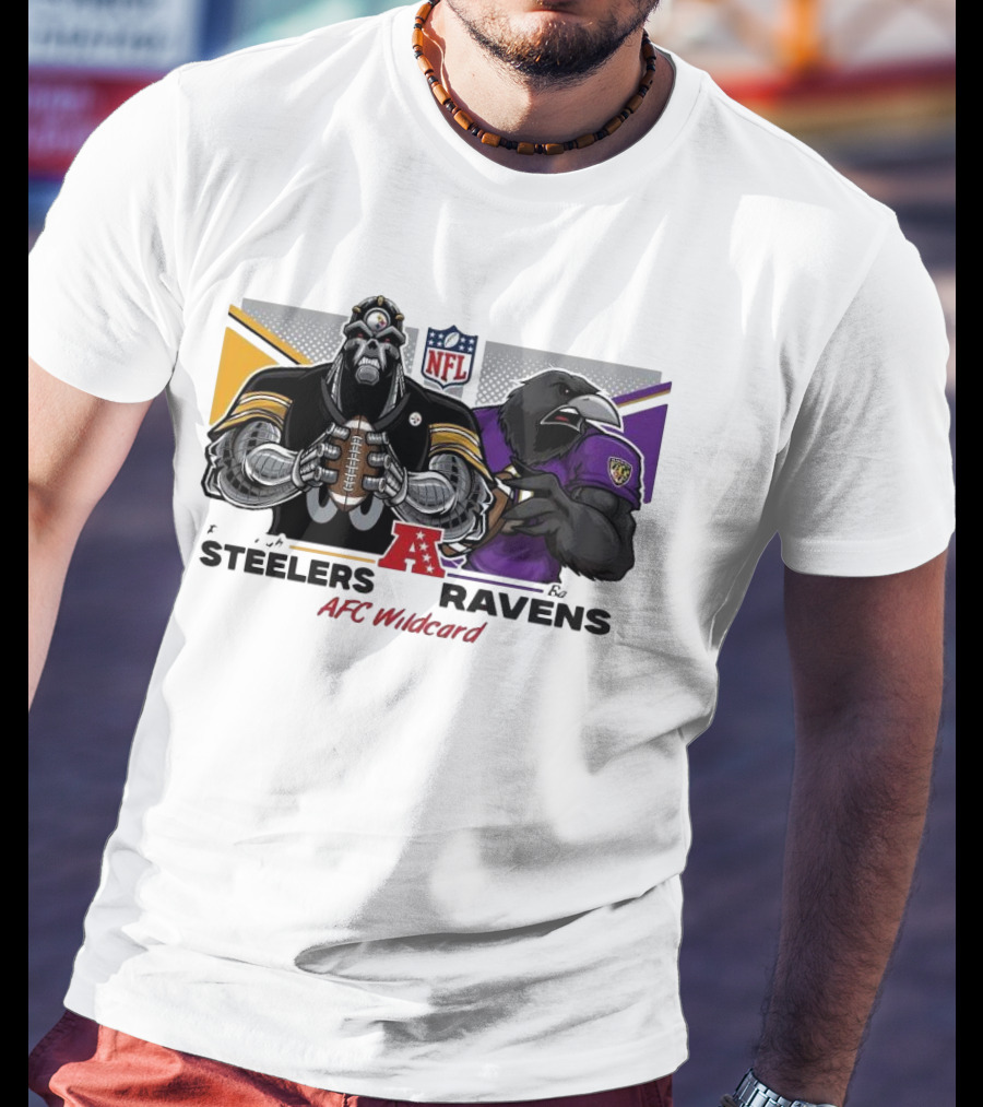 Steelers Ravens NFL AFC Wildcard Matchup Mascots Football Showdown T-Shirt