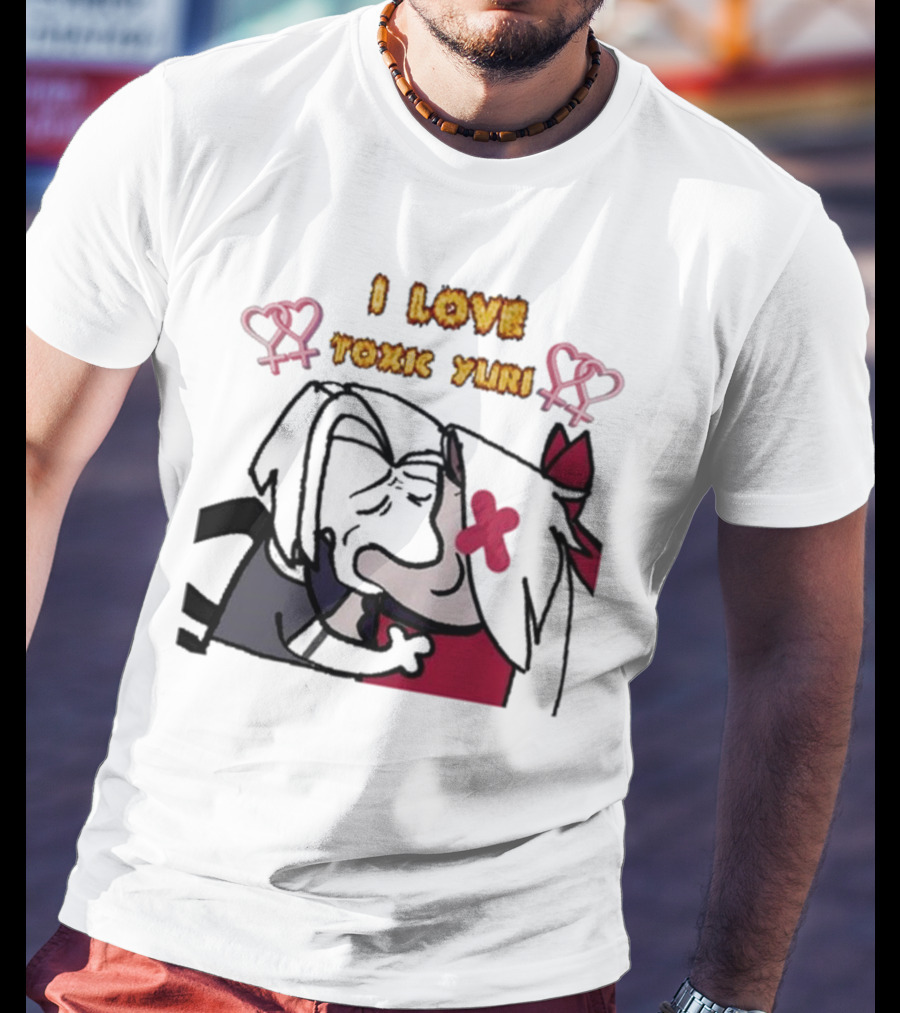 I Love Toxic Yuri Shitpost Fanart With Cartoon Characters Hugging T-Shirt