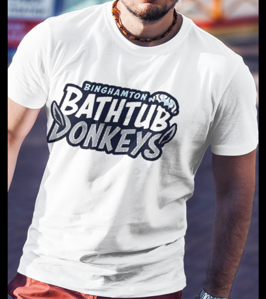 Binghamton Bathtub Donkeys Logo With Foamy Shower Cap T-Shirt