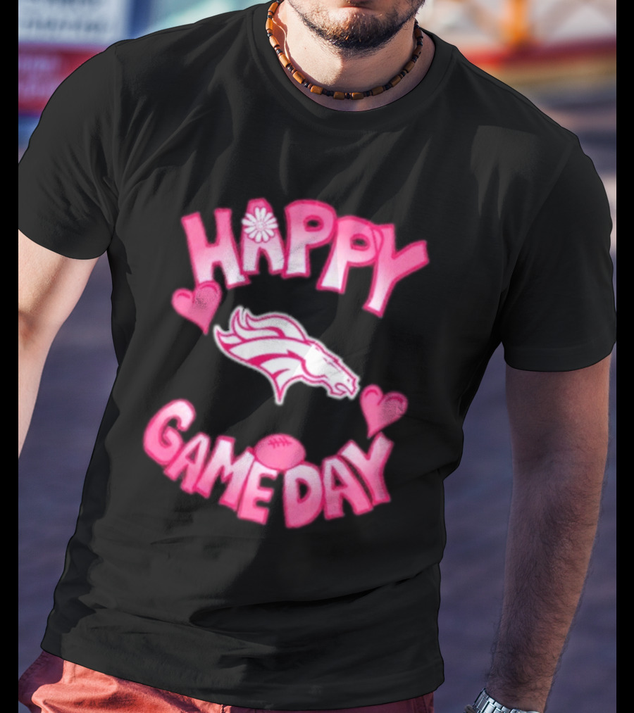 Valentine’s Day Happy Gameday Denver Broncos 2025 Football Hearts T-Shirt