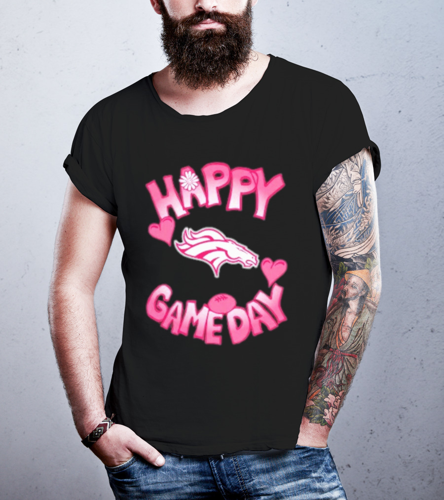 Valentine’s Day Happy Gameday Denver Broncos 2025 Football Hearts T-Shirt