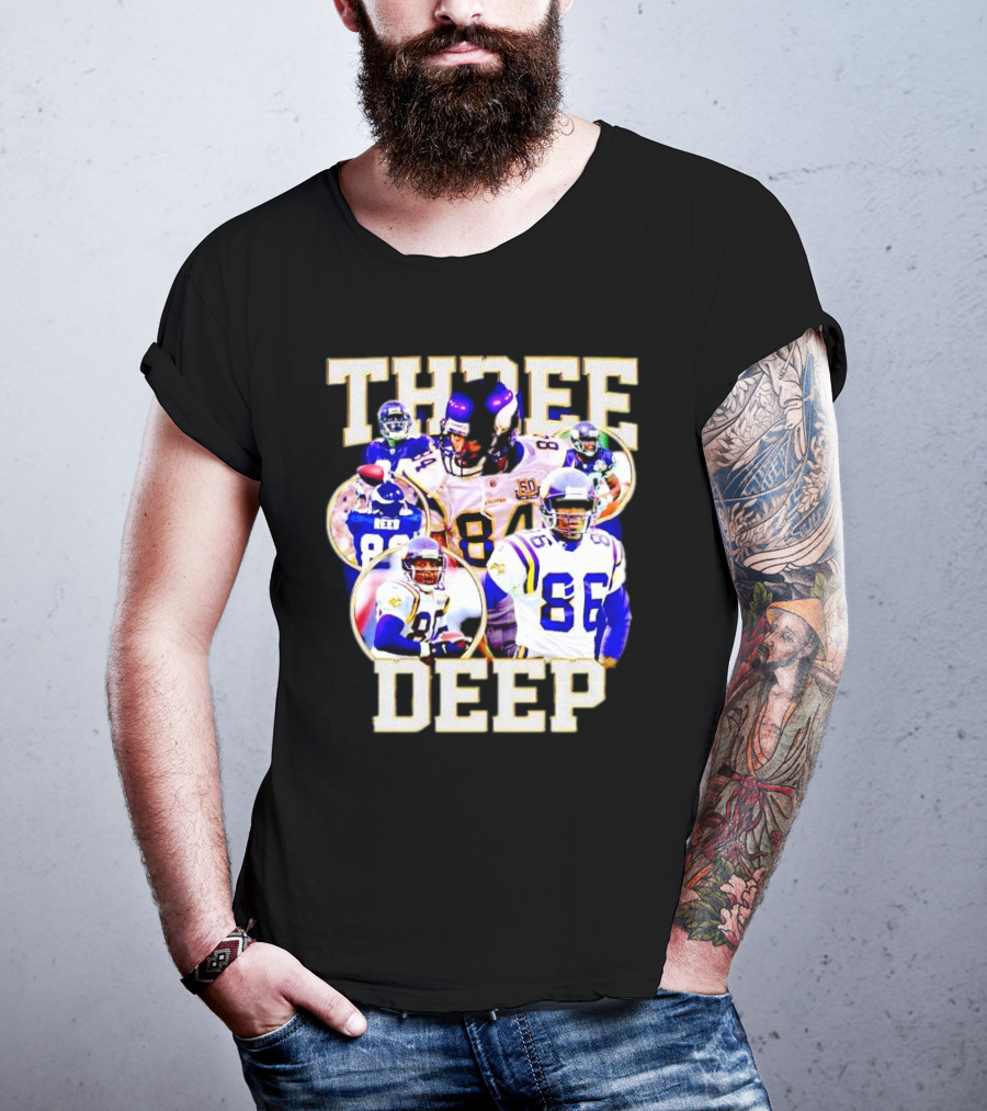 Minnesota Vikings Three Deep Randy Moss Cris Carter Jake Reed Legendary Trio T-Shirt