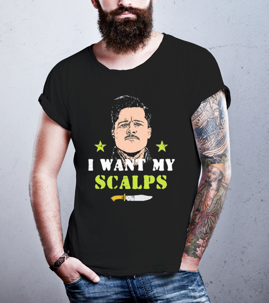 Aldo Raine I Want My Scalps Knife Stars T-Shirt