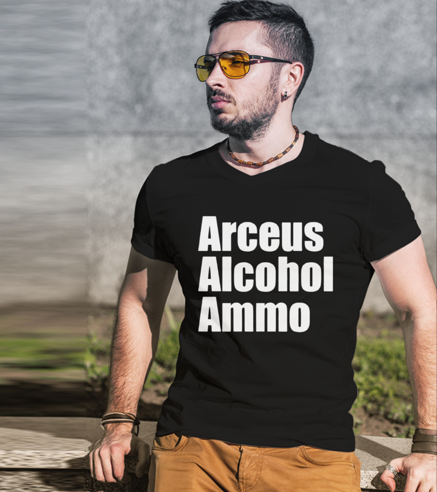 Arceus Alcohol Ammo Black Bold Text Block T-Shirt