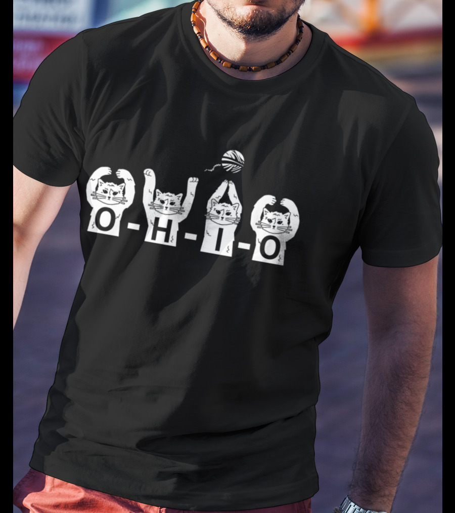 Cat Ohio O-H-I-O Yarn Playful Kitty T-Shirt
