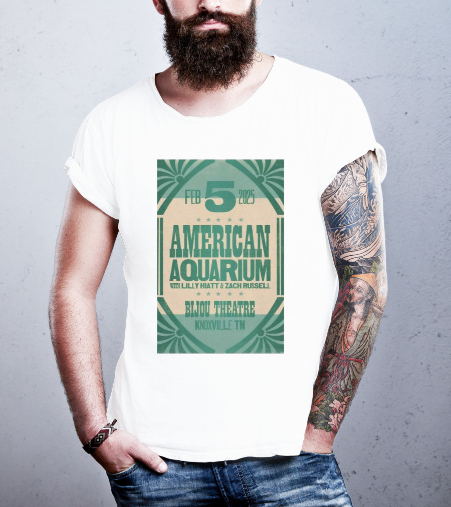American Aquarium With Lilly Hiatt And Zach Russell Feb 5 2025 Bijou Theatre Knoxville TN T-Shirt