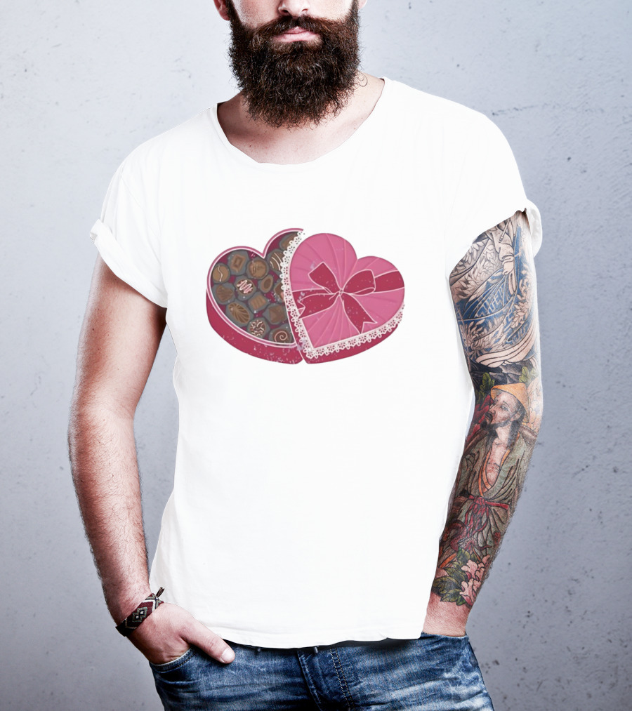 Heart Shaped Box Of Chocolates With Lace And Bow T-Shirt