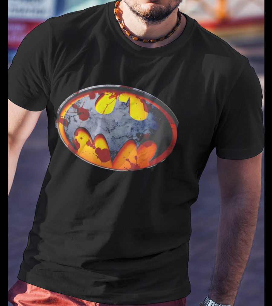 Batman Symbol With Grunge And Blood Splatter Effects T-Shirt