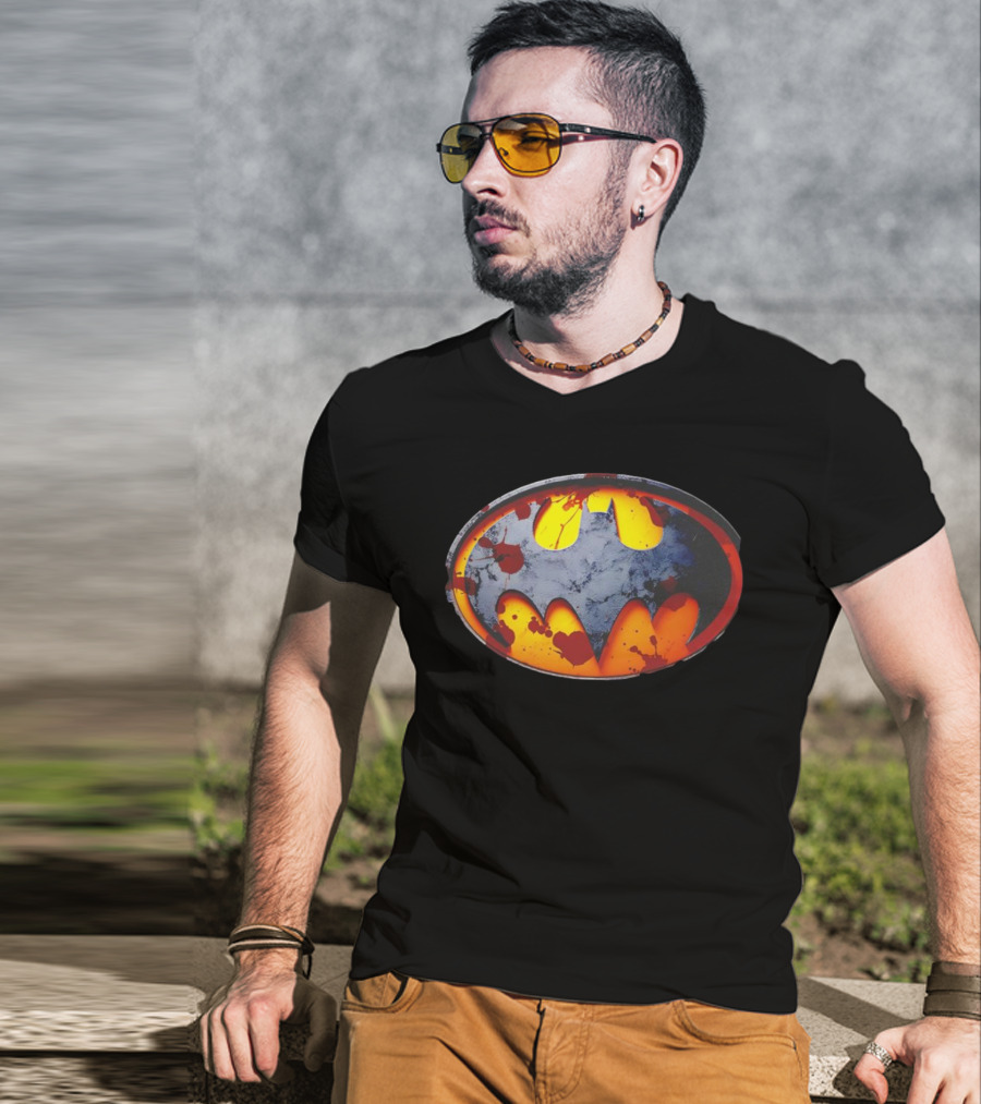 Batman Symbol With Grunge And Blood Splatter Effects T-Shirt