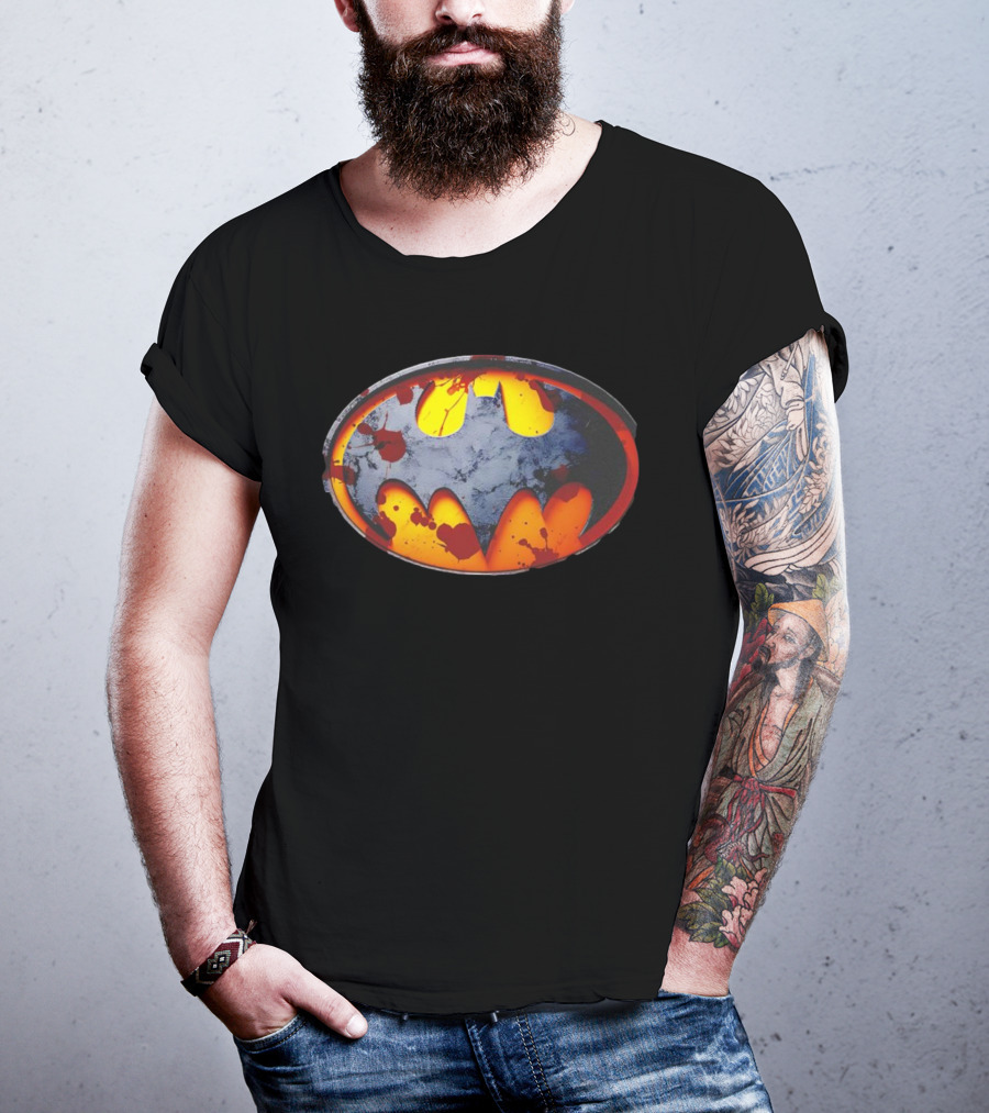 Batman Symbol With Grunge And Blood Splatter Effects T-Shirt