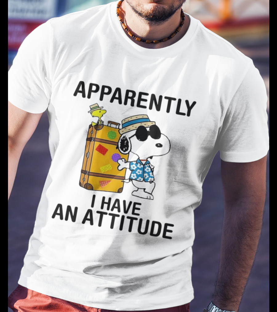 Apparently I Have An Attitude Snoopy With Woodstock And Suitcase T-Shirt