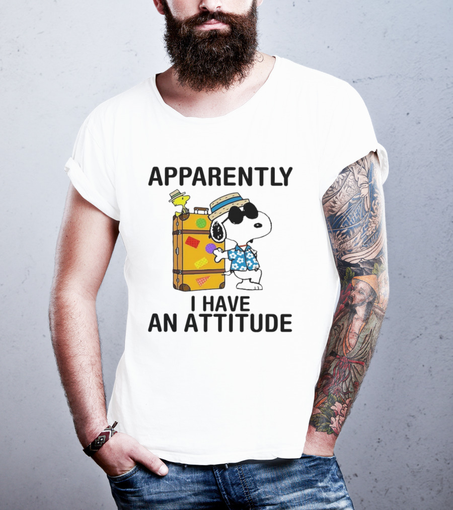 Apparently I Have An Attitude Snoopy With Woodstock And Suitcase T-Shirt