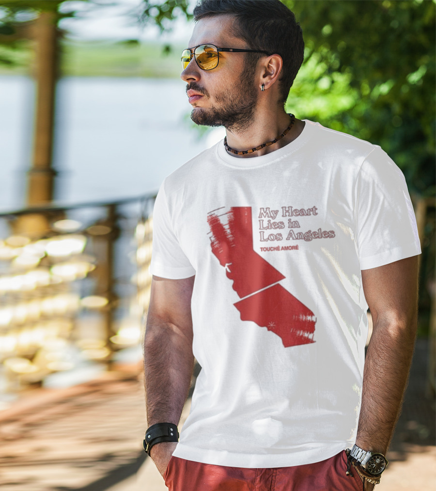 Touché Amoré My Heart Lies In Los Angeles California Map Red T-Shirt