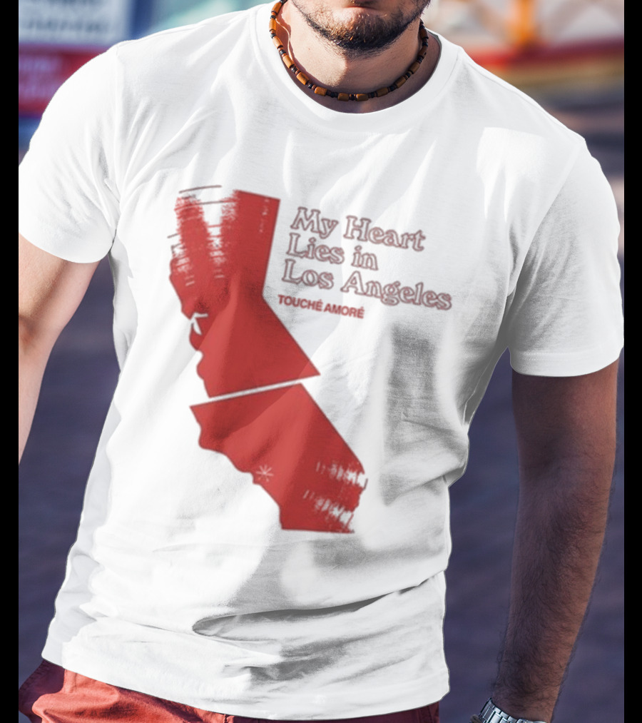 Touché Amoré My Heart Lies In Los Angeles California Map Red T-Shirt