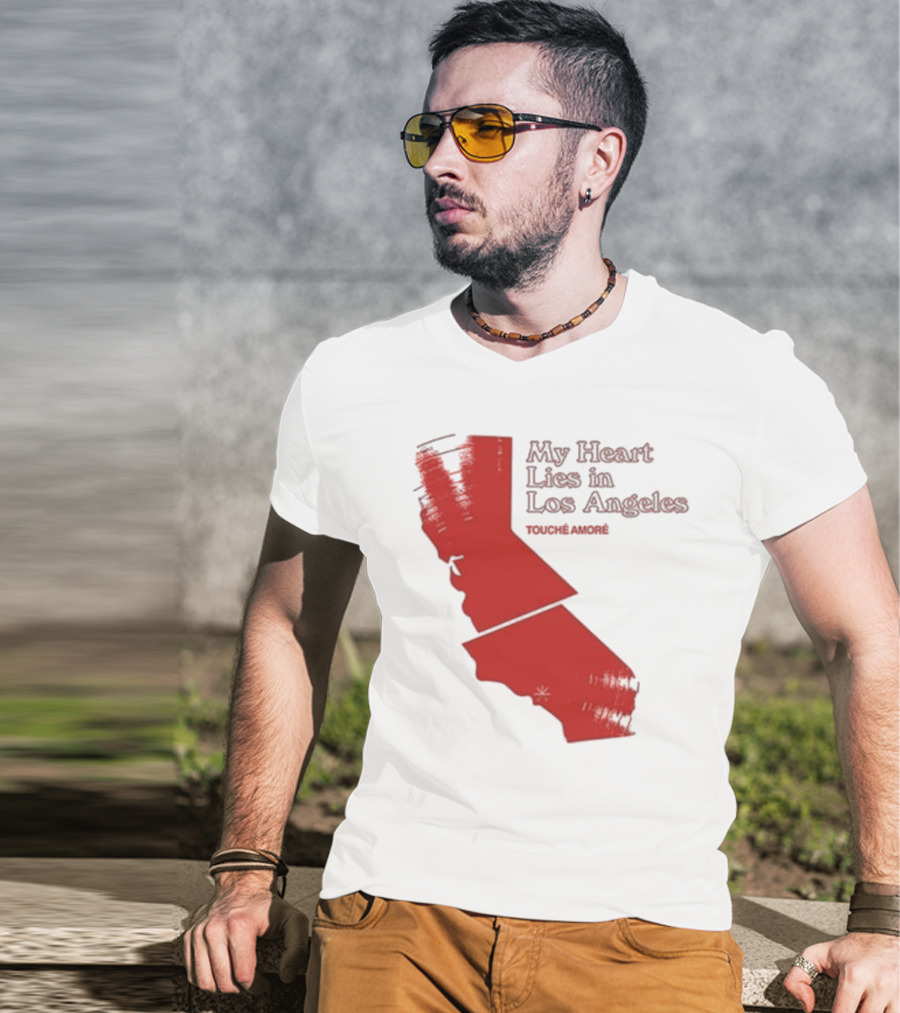 Touché Amoré My Heart Lies In Los Angeles California Map Red T-Shirt