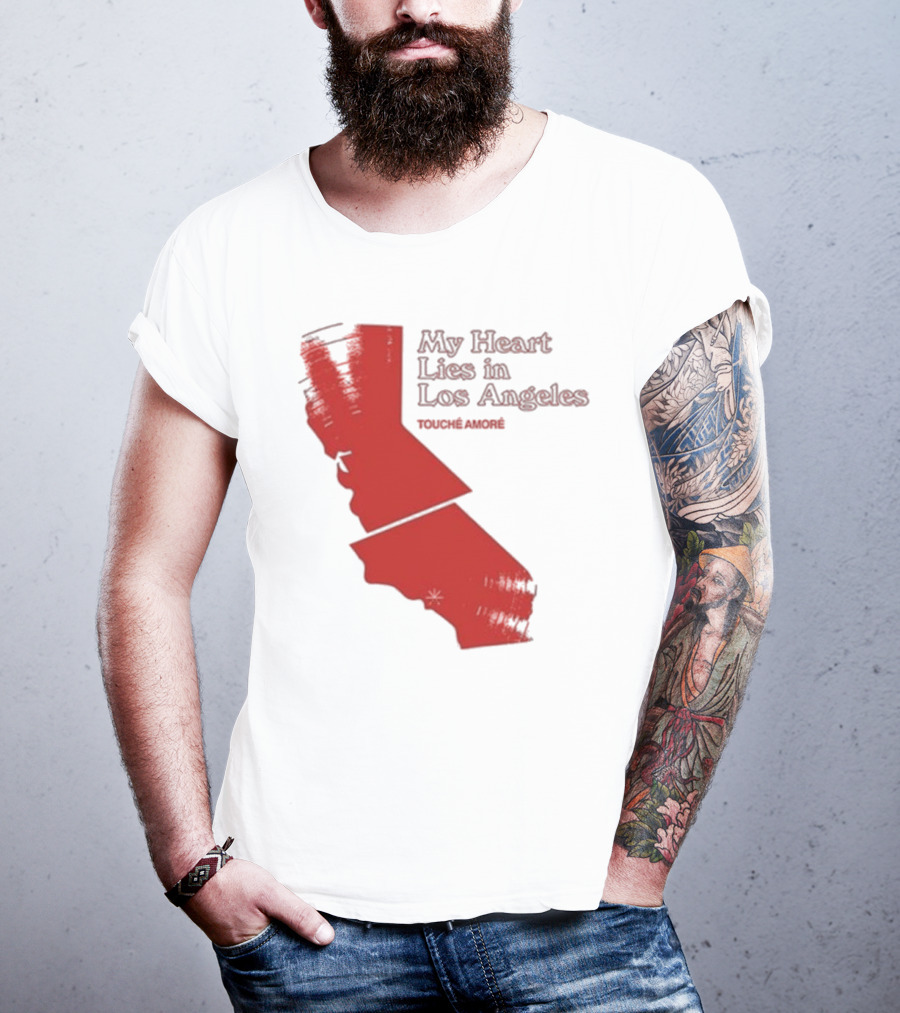 Touché Amoré My Heart Lies In Los Angeles California Map Red T-Shirt