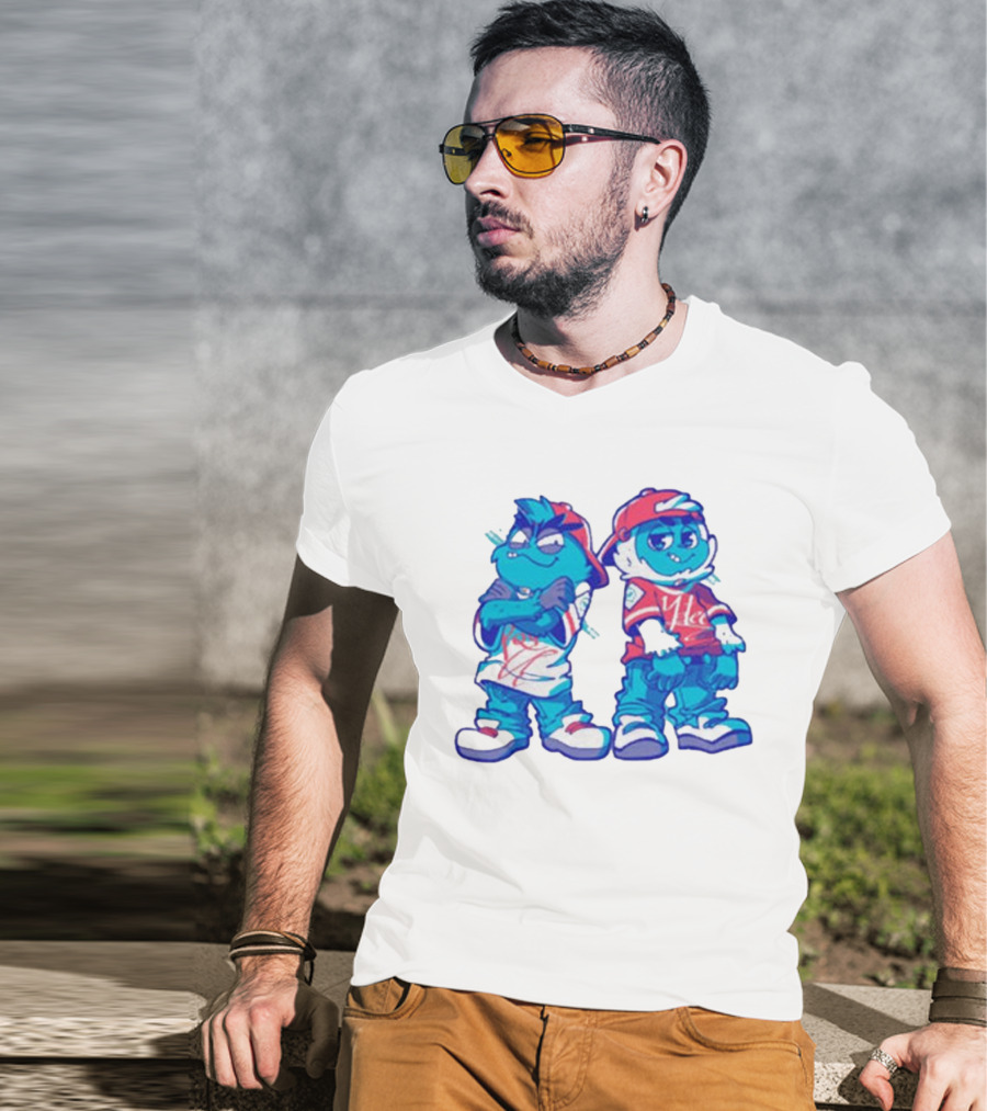 2 Kewl 4 School April Fools 2025 Hip-Hop Cartoon Characters In Red And White Outfits T-Shirt