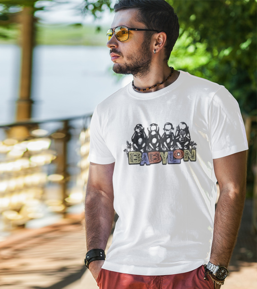Babylon Monkeys With Engraved Figures And Bold Colors T-Shirt