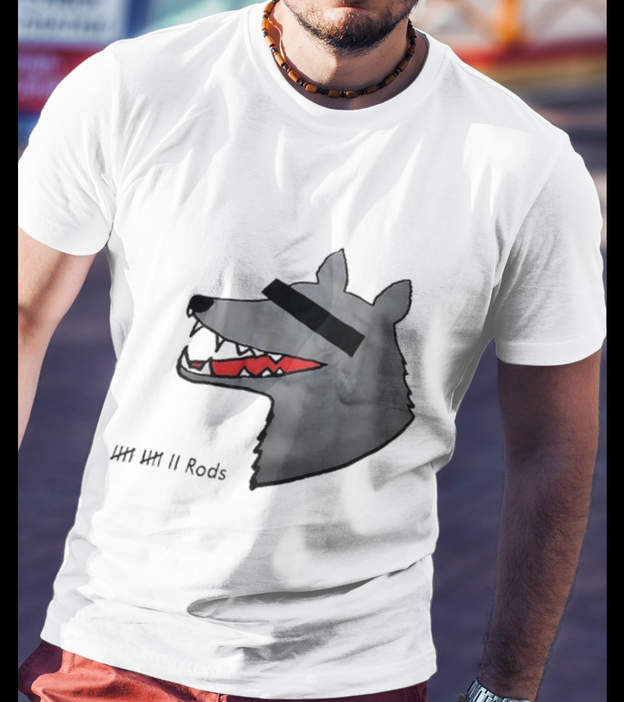 12 Rods Lost Time Wolf Head With Red And Black Accents T-Shirt