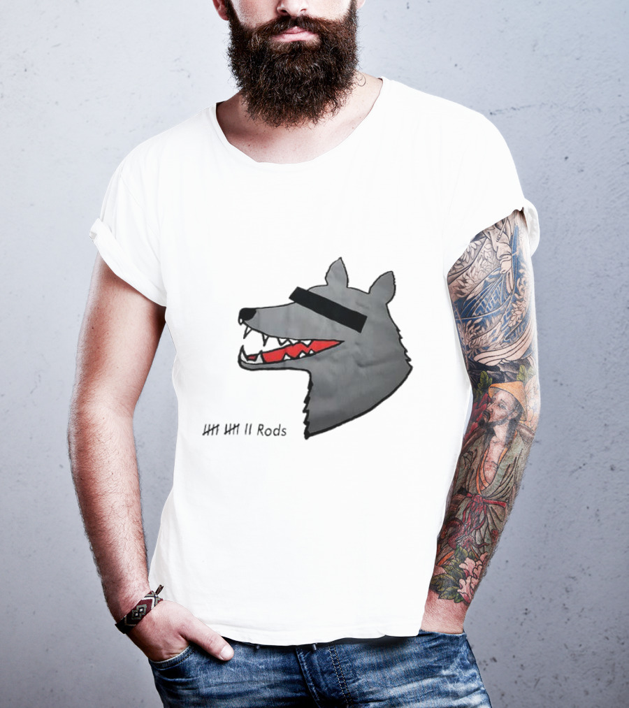 12 Rods Lost Time Wolf Head With Red And Black Accents T-Shirt