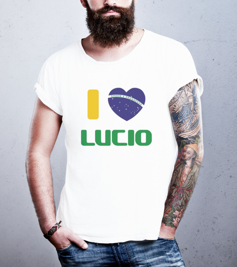 I Love Ordem E Progresso Lucio Brazil Heart Flag Style T-Shirt