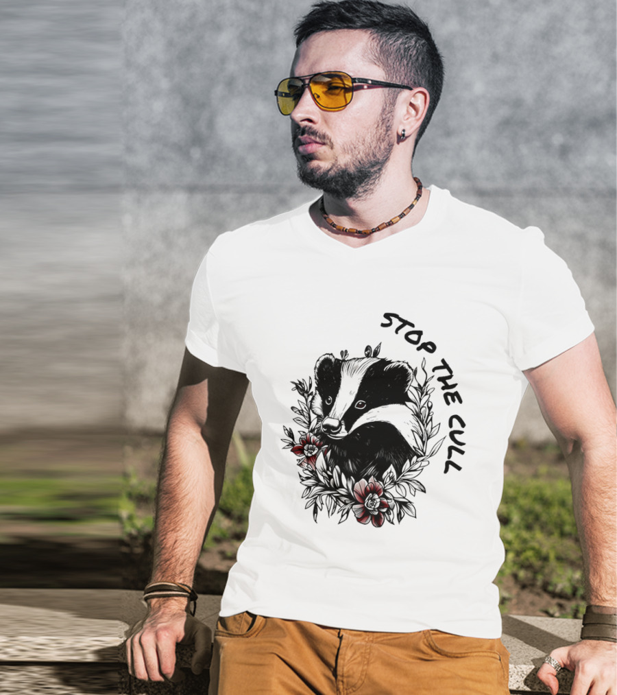 Badger Stop The Cull Floral Design T-Shirt