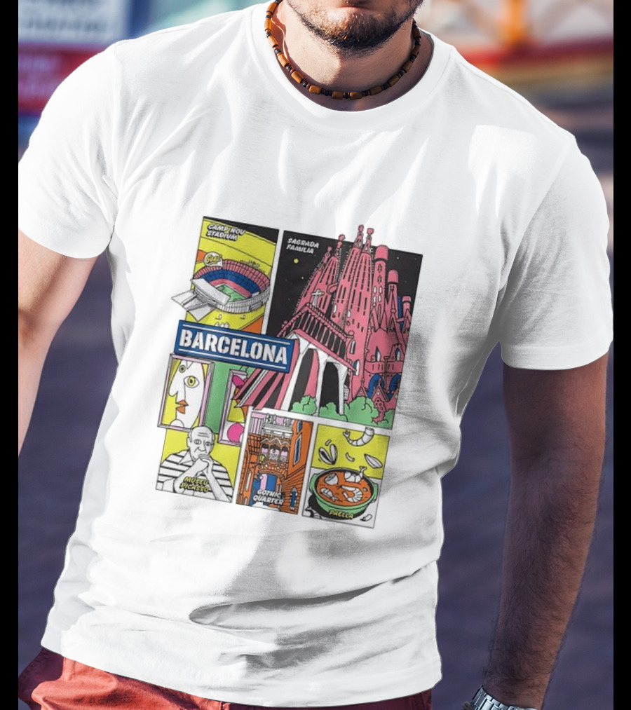 Barcelona Sagrada Familia Camp Nou Museu Picasso Gothic Quarter Paella T-Shirt