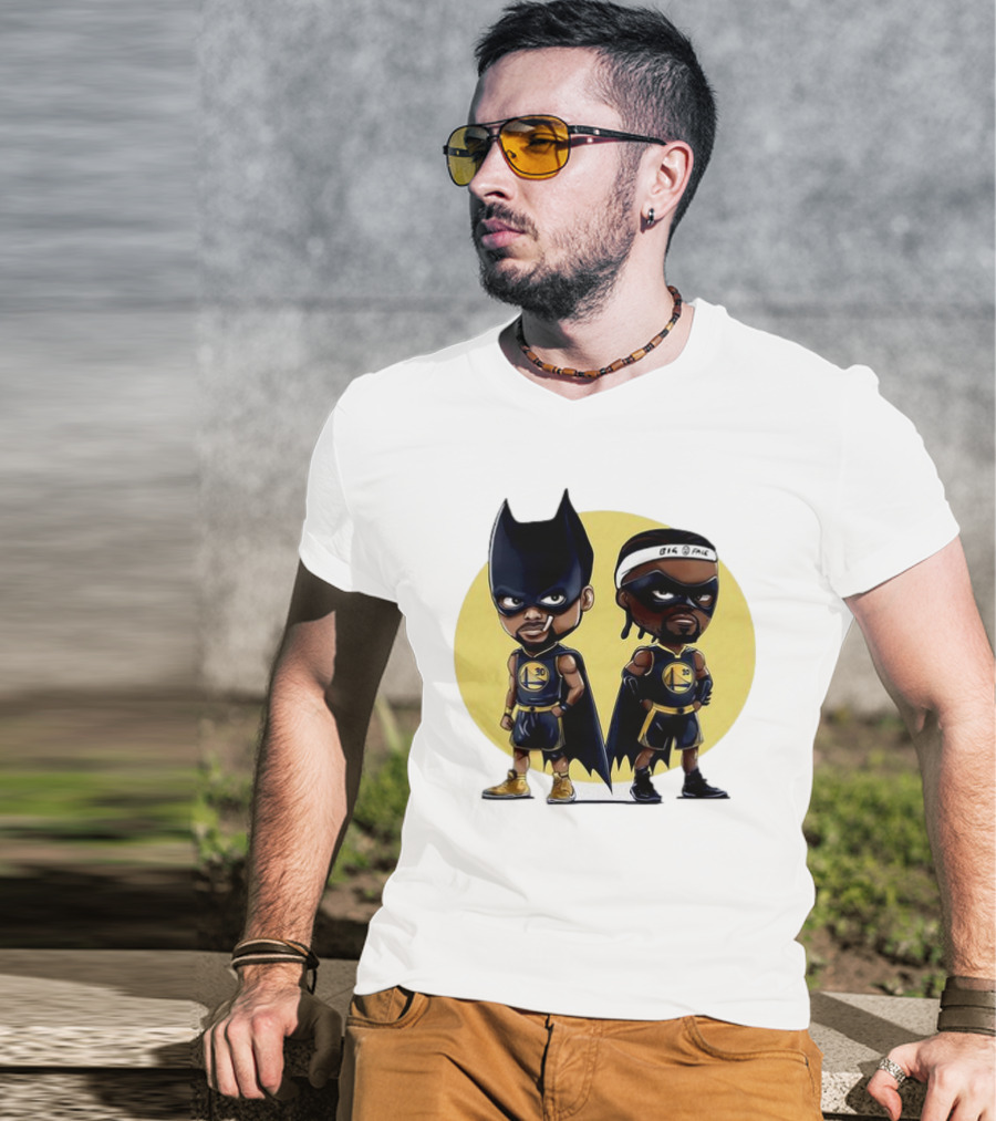 Batman And Robin Chibi Warriors 30 And Headband Duo Big Face T-Shirt