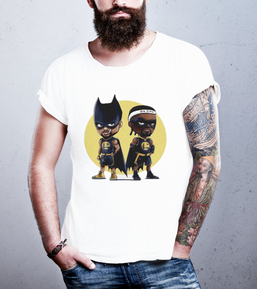 Batman And Robin Chibi Warriors 30 And Headband Duo Big Face T-Shirt